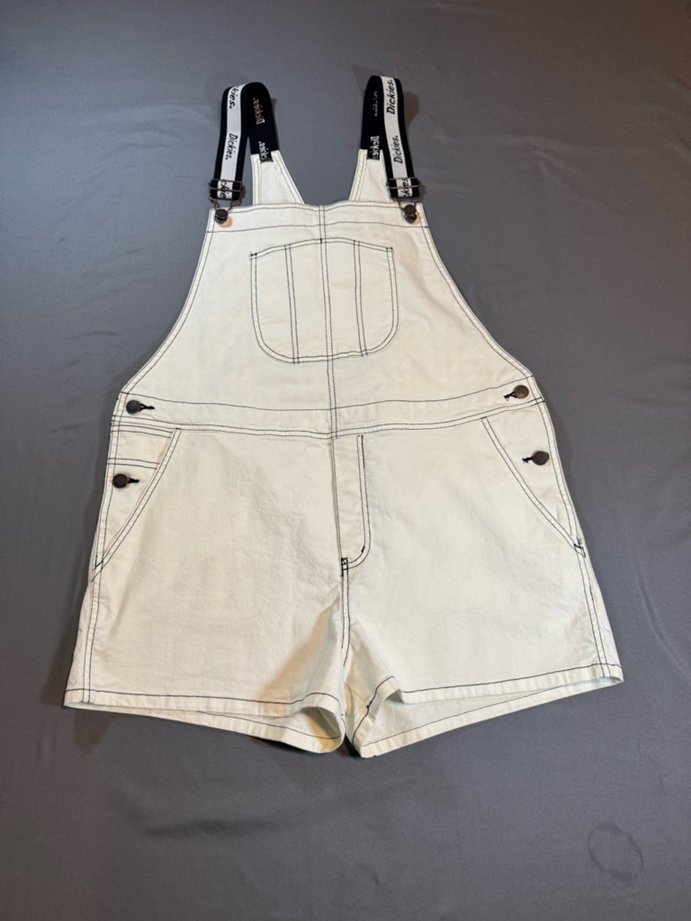 Dickies Cream Overalls with Black Branded Strap Size XL Workwear Streetstyle